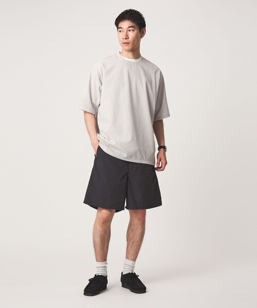 green label relaxing(グリーンレーベルリラクシング)の「Dot Air ドローコード クルーネック 半袖 Tシャツ -ストレッチ-(Tシャツ/カットソー・メンズ・ライトグレー/ブラック/オリーブ・S/M/L/XL)」の7枚目の写真