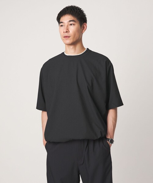 green label relaxing(グリーンレーベルリラクシング)の「Dot Air ドローコード クルーネック 半袖 Tシャツ -ストレッチ-(Tシャツ/カットソー・メンズ・ライトグレー/ブラック/オリーブ・S/M/L/XL)」の9枚目の写真