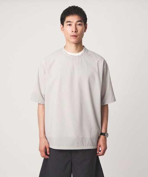 green label relaxing(グリーンレーベルリラクシング)の「Dot Air ドローコード クルーネック 半袖 Tシャツ -ストレッチ-(Tシャツ/カットソー・メンズ・ライトグレー/ブラック/オリーブ・S/M/L/XL)」の12枚目の写真