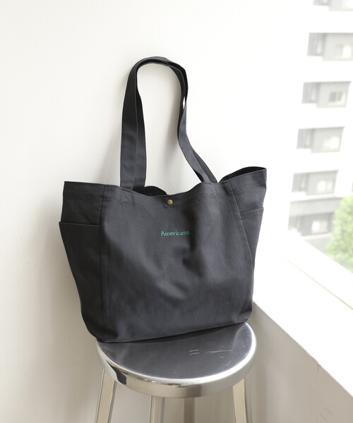 AMERICANA(アメリカーナ)の「Americana/アメリカーナ × Firsthand 別注embroidery TOTE BAG M / ロゴ刺繍 トートバッグ Mサイズ 限定展開(トートバッグ・レディース・ベージュ/チャコールグレー/ピンク/ダークブラウン・FREE)」の6枚目の写真