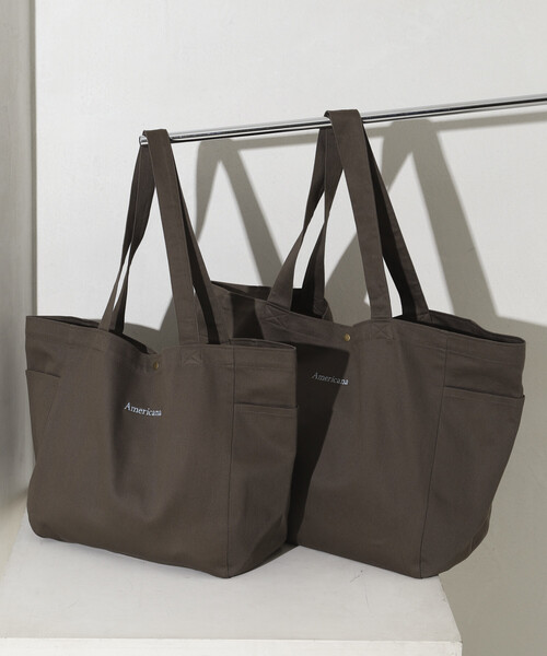 AMERICANA(アメリカーナ)の「Americana/アメリカーナ × Firsthand 別注embroidery TOTE BAG M / ロゴ刺繍 トートバッグ Mサイズ 限定展開(トートバッグ・レディース・ベージュ/チャコールグレー/ピンク/ダークブラウン・FREE)」の13枚目の写真