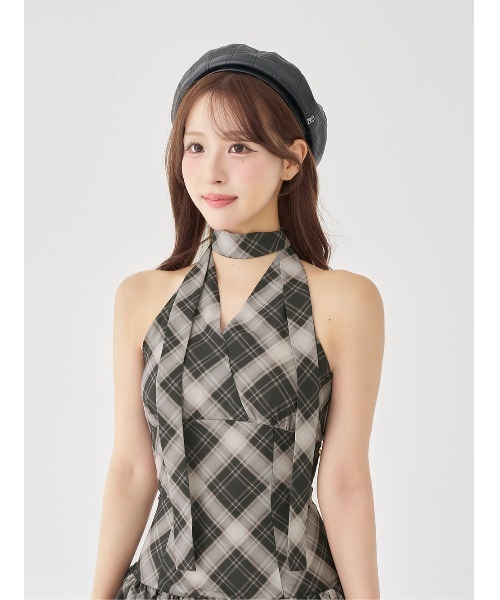 Darich(ダーリッチ)の「バイヤスチェックホルターミニワンピース(ワンピース・レディース・ブラウン/ブラック/ボルドー・FREE)」の5枚目の写真