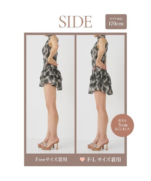 Darich(ダーリッチ)の「バイヤスチェックホルターミニワンピース(ワンピース・レディース・ブラウン/ブラック/ボルドー・FREE)」の12枚目の写真