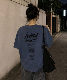 クォーター チームプレイ ガーメント ダイング ピグメント 半袖Tシャツ スティールブルー
