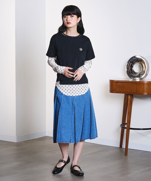 ROSE BUD(ローズバッド)の「DENIM PLEATED MIDI SKIRT(デニムスカート・レディース・ライトインディゴブルー・S/M)」の11枚目の写真