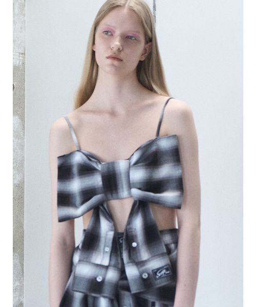 SORIN(ソリン )の「Shirt Sleeve Ribbon Bustier / シャツスリーブリボンビスチェ(その他トップス・レディース・ブラック/カーキ/サックスブルー/チェック・38)」の5枚目の写真
