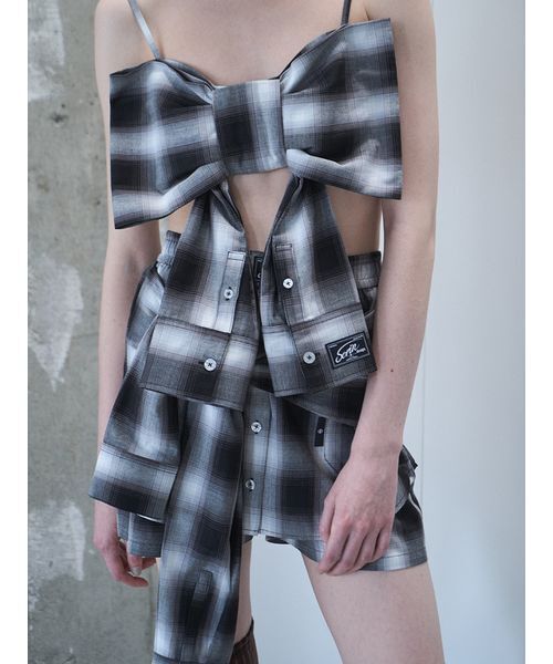 SORIN(ソリン )の「Shirt Sleeve Ribbon Bustier / シャツスリーブリボンビスチェ(その他トップス・レディース・ブラック/カーキ/サックスブルー/チェック・38)」の6枚目の写真