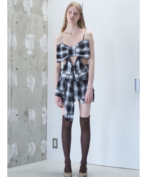 SORIN(ソリン )の「Shirt Sleeve Ribbon Bustier / シャツスリーブリボンビスチェ(その他トップス・レディース・ブラック/カーキ/サックスブルー/チェック・38)」の7枚目の写真