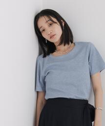 ラメリブカットクルーネックTシャツ