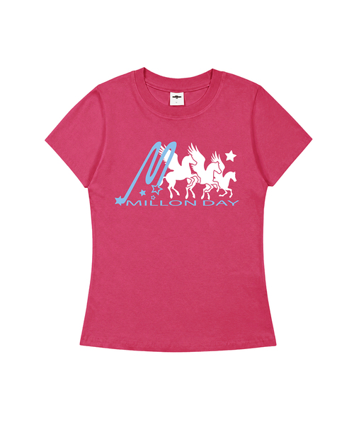 MILLION DAY(ミリオンデイ)の「スポーティMDスリムフィット半袖Tシャツ(Tシャツ/カットソー・レディース・ピンク/ホワイト・SMALL/MEDIUM/LARGE)」の1枚目の写真