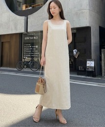 スクエアネック Iラインワンピース