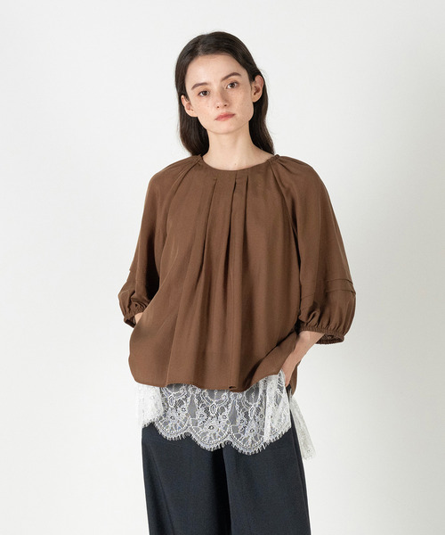 MELROSE claire(メルローズ クレール)の「【タックスリーブブラウス】(シャツ/ブラウス・レディース・グレイッシュベージュ/ライトブラウン/ブラック・FREE)」の3枚目の写真