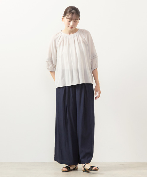 MELROSE claire(メルローズ クレール)の「【タックスリーブブラウス】(シャツ/ブラウス・レディース・グレイッシュベージュ/ライトブラウン/ブラック・FREE)」の5枚目の写真