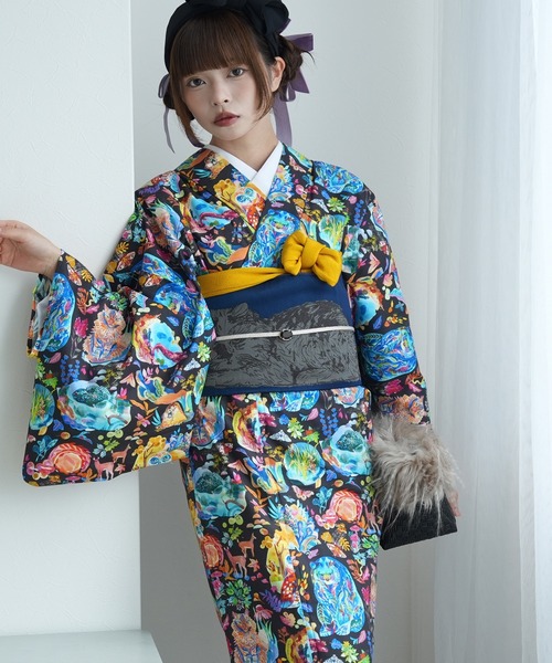 utatane(ウタタネ)の「着物 単衣 ニコアンティーク 真夜中の動物図鑑(着物・レディース・マルチ・FREE)」の7枚目の写真