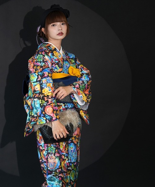 utatane(ウタタネ)の「着物 単衣 ニコアンティーク 真夜中の動物図鑑(着物・レディース・マルチ・FREE)」の8枚目の写真