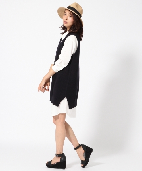 GLOBAL WORK(グローバルワーク)の「【セットアイテム】Vベスト*シャツワンピース/714222(ワンピース・レディース・グレー/ネイビー/ベージュ・MEDIUM/LARGE)」の7枚目の写真