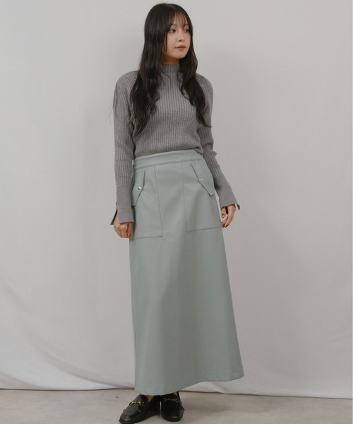 palm RICHE(ポームリシュ)の「合皮×スエポンSK(スカート・レディース・ブラック/ピンク系/アイボリー/ライトブルー・M)」の7枚目の写真