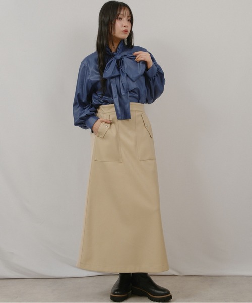 palm RICHE(ポームリシュ)の「合皮×スエポンSK(スカート・レディース・ブラック/ピンク系/アイボリー/ライトブルー・M)」の20枚目の写真