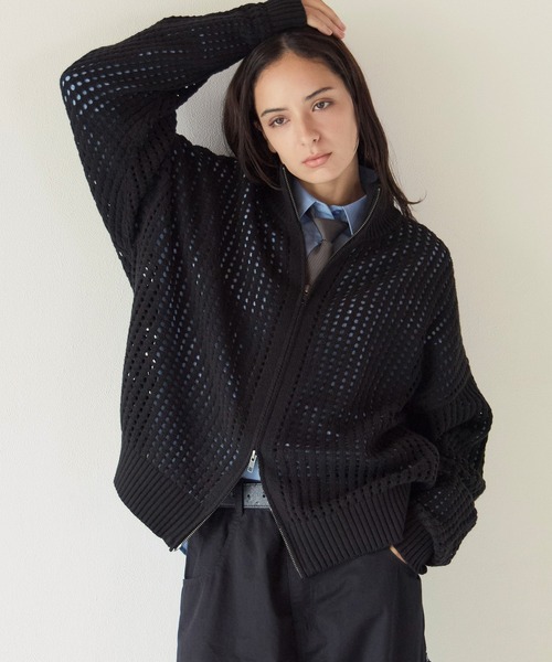 PBLIM(ページボーイリム)の「《UNISEX》メッシュドライバーズ(ニット/セーター・レディース・ブラック/グレー・FREE)」の4枚目の写真