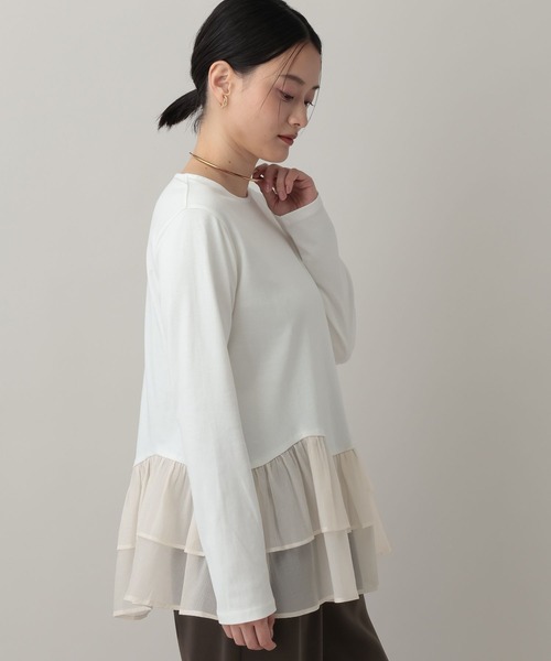 A part by（アパートバイ）の「ティアードヘムプルオーバー_長袖（Tシャツ/カットソー・レディース・ナチュラル/ブラック・FREE）」の13枚目の写真