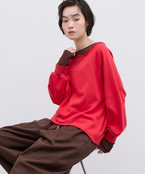 CIAOPANIC TYPY(チャオパニックティピー)の「∴シアーレイヤードライクスウェット(Tシャツ/カットソー・レディース・グレー/ブラウン/レッド/チャコールグレー・ONE SIZE)」の4枚目の写真