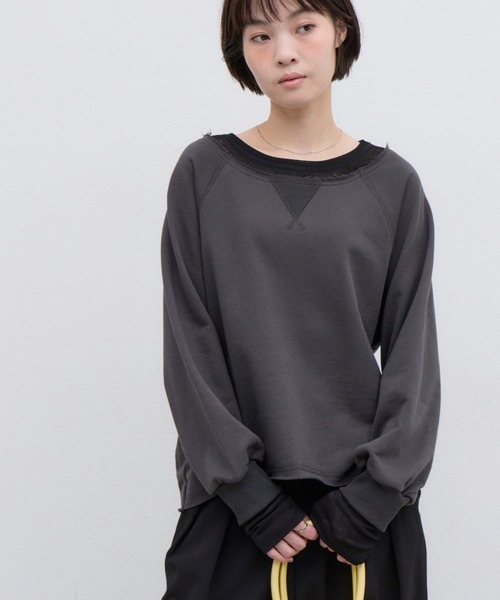CIAOPANIC TYPY(チャオパニックティピー)の「∴シアーレイヤードライクスウェット(Tシャツ/カットソー・レディース・グレー/ブラウン/レッド/チャコールグレー・ONE SIZE)」の2枚目の写真