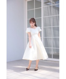 Ribbon Jacquard Mini-Puff Dress