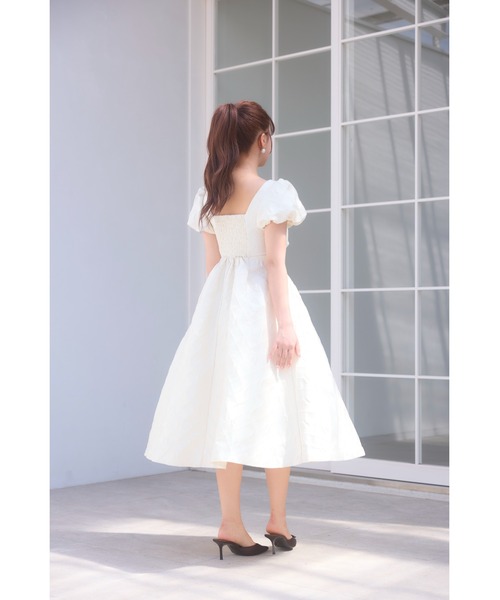 MISTREASS(ミストレアス)の「Ribbon Jacquard Mini-Puff Dress(ワンピース・レディース・ホワイト/ブラック・FREE)」の8枚目の写真