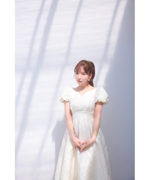 MISTREASS(ミストレアス)の「Ribbon Jacquard Mini-Puff Dress(ワンピース・レディース・ホワイト/ブラック・FREE)」の10枚目の写真