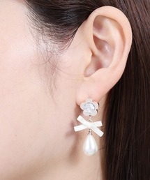 メタルデイジードロップパール ピアス