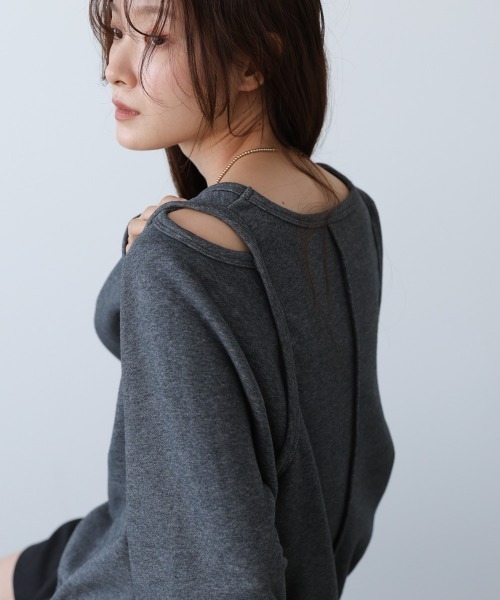 Bab(バブ)の「レイヤードライクパイピングスウェットトップス(その他トップス・レディース・ブラック/杢グレー/アイボリー・FREE)」の13枚目の写真
