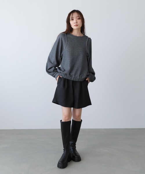 Bab(バブ)の「レイヤードライクパイピングスウェットトップス(その他トップス・レディース・ブラック/杢グレー/アイボリー・FREE)」の15枚目の写真