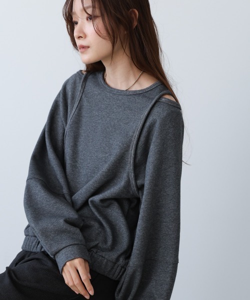 Bab(バブ)の「レイヤードライクパイピングスウェットトップス(その他トップス・レディース・ブラック/杢グレー/アイボリー・FREE)」の21枚目の写真