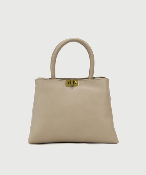 LA MARGE(ラマージ)の「【LA MARGE】2WAY 3層タイプ ターンロック ショルダーバッグ / レディースバッグ ハンドバッグ ゴールド セレモニー オケージョン 斜め掛け ひねり金具(ハンドバッグ・レディース・ブラック/アイボリー/ダークベージュ・FREE)」の1枚目の写真