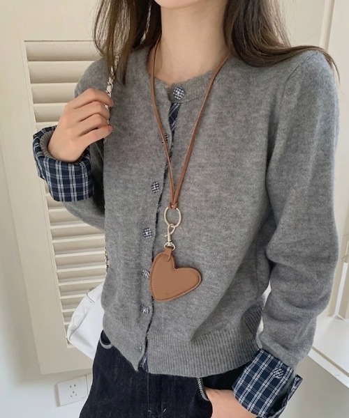 Teem Store(チームストア)の「チェック柄シャツドッキング クルーネックニットカーディガン(ニット/セーター・レディース・ホワイト/グレー/ブラック・M)」の21枚目の写真
