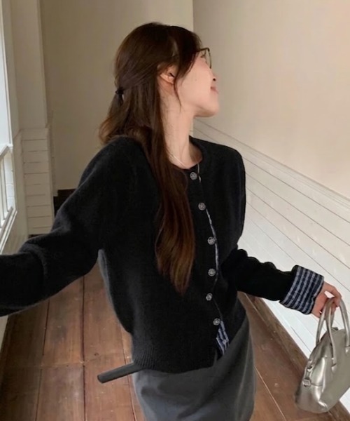 Teem Store(チームストア)の「チェック柄シャツドッキング クルーネックニットカーディガン(ニット/セーター・レディース・ホワイト/グレー/ブラック・M)」の16枚目の写真