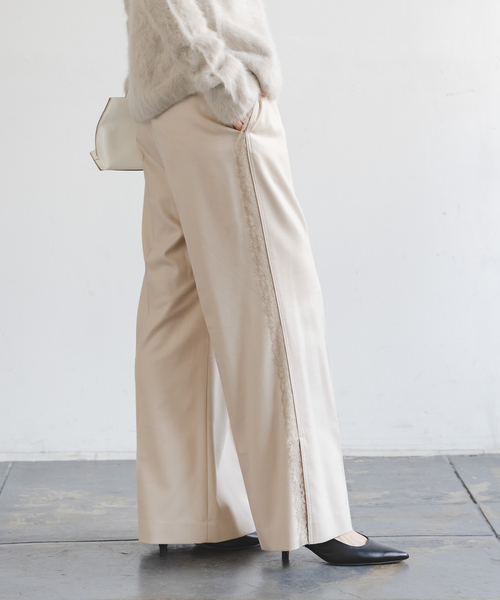 Noble（ノーブル）の「laceサイドタックパンツ（スラックス・レディース・ブラック/ベージュ・38/36）」の20枚目の写真