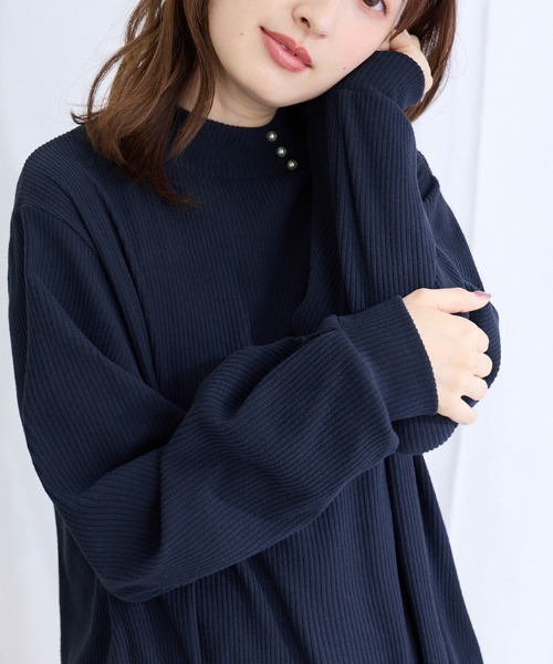 alotta(アロッタ)の「あったかリブ裏起毛チュニックワンピ(チュニック・レディース・ボルドー/ネイビー/ロイヤルブルー/ブラック・M/L/LL)」の15枚目の写真