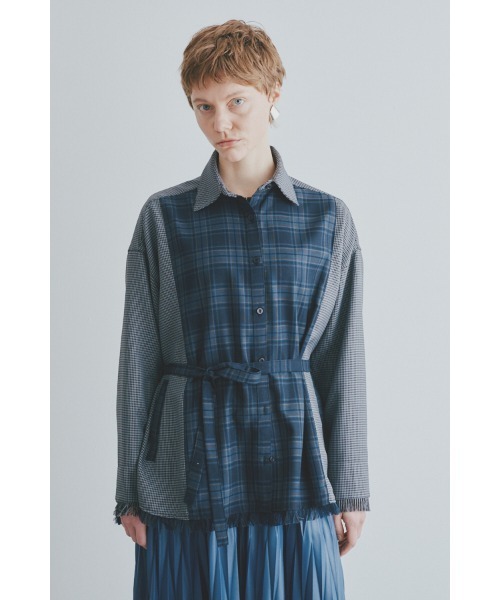 Muel Chic(ミュエルシック)の「Elan check shirt エランチェックシャツ(シャツ/ブラウス・レディース・ブラック系/グリーン系/ネイビー系・FREE)」の1枚目の写真