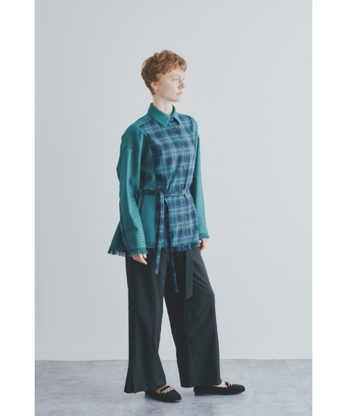 Muel Chic(ミュエルシック)の「Elan check shirt エランチェックシャツ(シャツ/ブラウス・レディース・ブラック系/グリーン系/ネイビー系・FREE)」の7枚目の写真