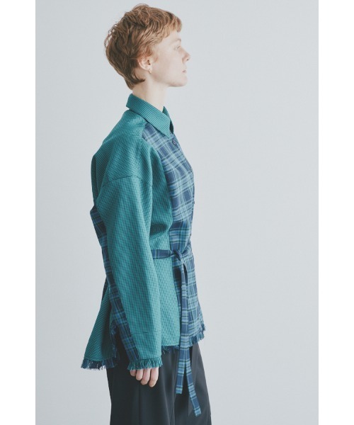 Muel Chic(ミュエルシック)の「Elan check shirt エランチェックシャツ(シャツ/ブラウス・レディース・ブラック系/グリーン系/ネイビー系・FREE)」の13枚目の写真