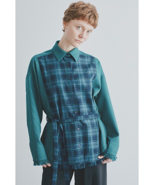 Muel Chic(ミュエルシック)の「Elan check shirt エランチェックシャツ(シャツ/ブラウス・レディース・ブラック系/グリーン系/ネイビー系・FREE)」の6枚目の写真