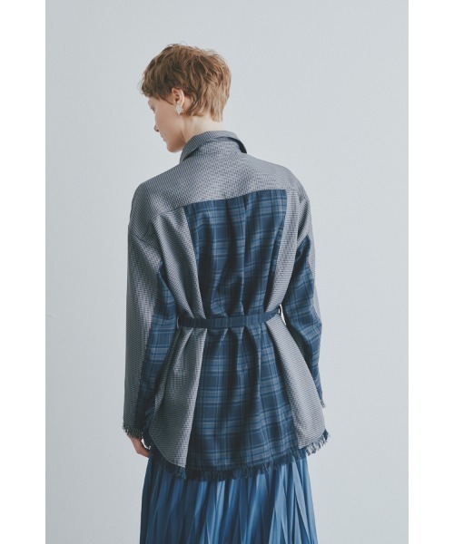 Muel Chic(ミュエルシック)の「Elan check shirt エランチェックシャツ(シャツ/ブラウス・レディース・ブラック系/グリーン系/ネイビー系・FREE)」の4枚目の写真