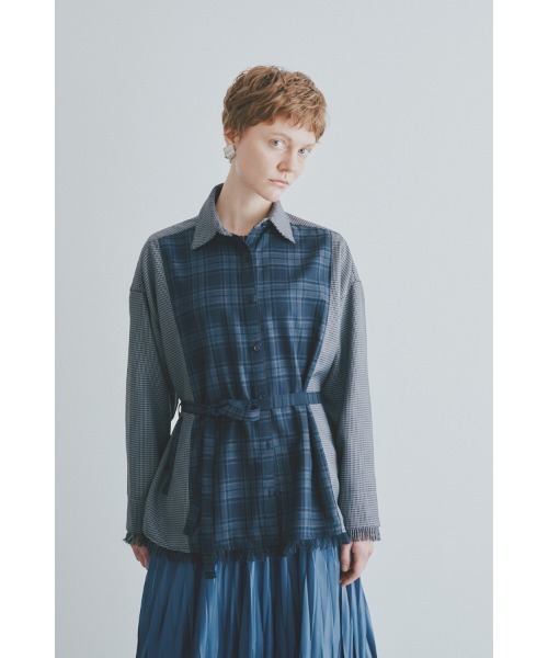 Muel Chic(ミュエルシック)の「Elan check shirt エランチェックシャツ(シャツ/ブラウス・レディース・ブラック系/グリーン系/ネイビー系・FREE)」の5枚目の写真