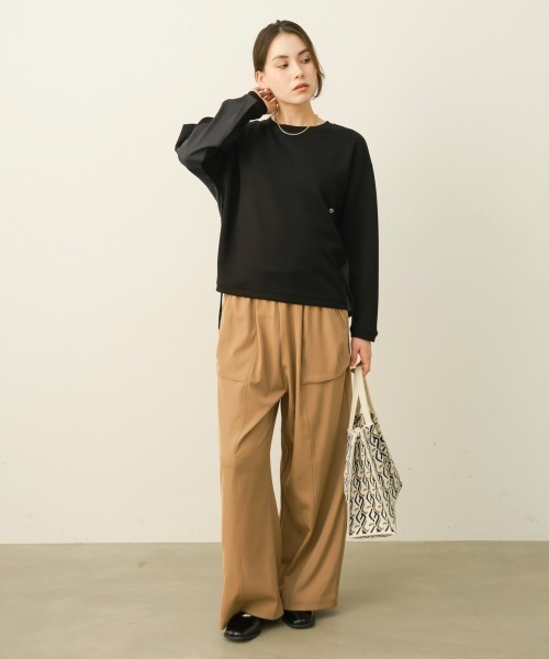 Bou Jeloud(ブージュルード)の「パウンドストレッチバック異素材プルオーバー(Tシャツ/カットソー・レディース・ブラック/オリーブ/グレイッシュベージュ・FREE)」の5枚目の写真