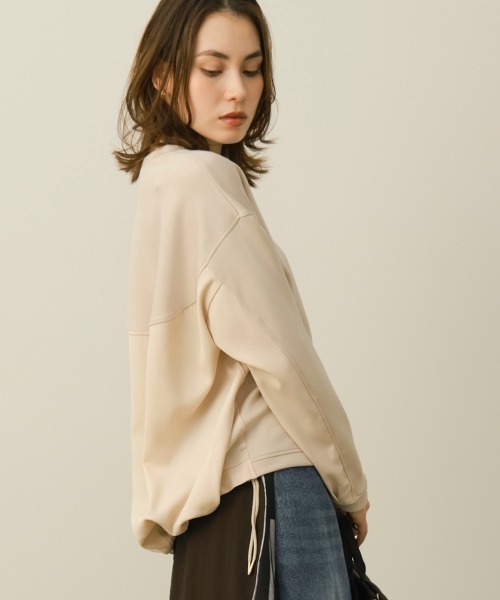 Bou Jeloud(ブージュルード)の「パウンドストレッチバック異素材プルオーバー(Tシャツ/カットソー・レディース・ブラック/オリーブ/グレイッシュベージュ・FREE)」の16枚目の写真