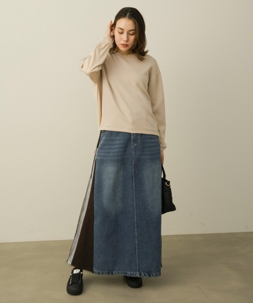 Bou Jeloud(ブージュルード)の「パウンドストレッチバック異素材プルオーバー(Tシャツ/カットソー・レディース・ブラック/オリーブ/グレイッシュベージュ・FREE)」の17枚目の写真