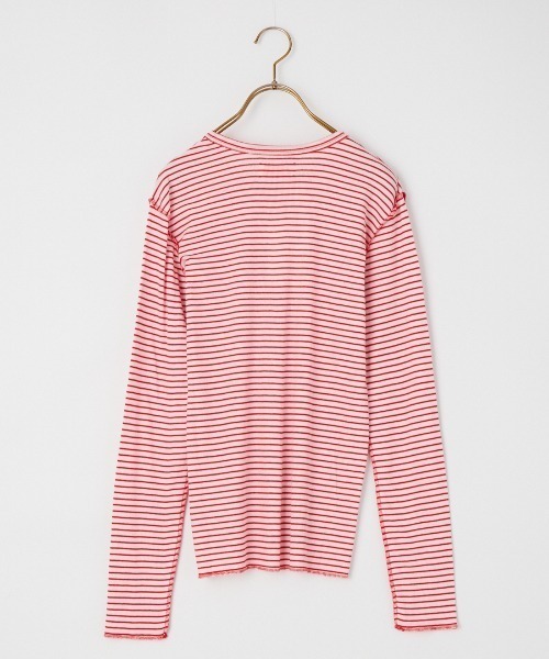 MEYAME（メヤメ）の「[MEYAME/メヤメ] ソフトリブ ヘンリーネックボーダーカットソー（Tシャツ/カットソー・レディース・ピンク・F）」の14枚目の写真