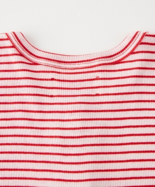 MEYAME（メヤメ）の「[MEYAME/メヤメ] ソフトリブ ヘンリーネックボーダーカットソー（Tシャツ/カットソー・レディース・ピンク・F）」の17枚目の写真