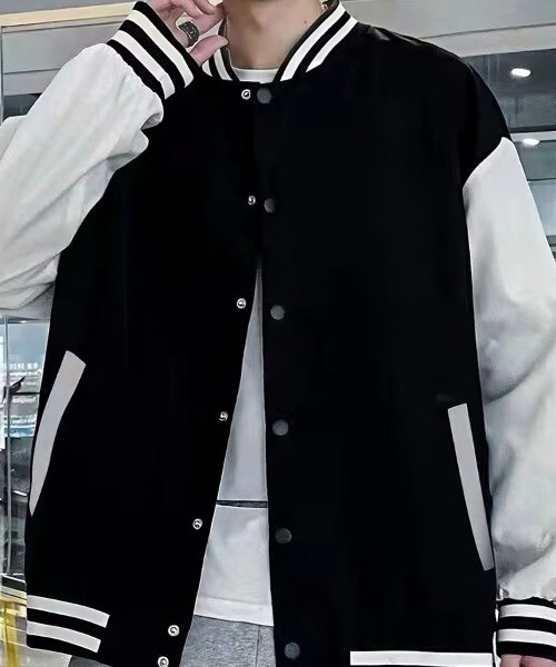 KELVIN（ケルヴァン）の「Relaxed Stadium Jacket リラックススタジアムジャケット（スタジャン・メンズ・ホワイト/ブラック・MEDIUM/LARGE）」の3枚目の写真